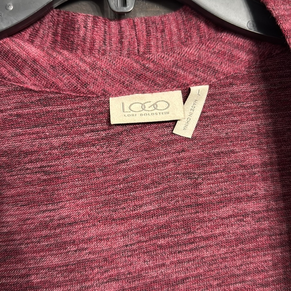 LOGO Lori Goldstein heathered red zip up cardigan with pockets Size L‎ - Picture 4 of 8